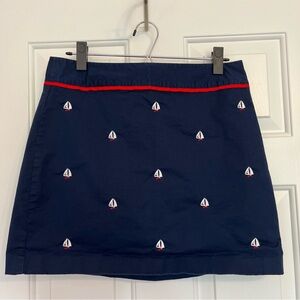 Vineyard Vines Women’s Navy Skirt Lined Embroidered Sailboats, Size 6